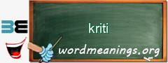 WordMeaning blackboard for kriti